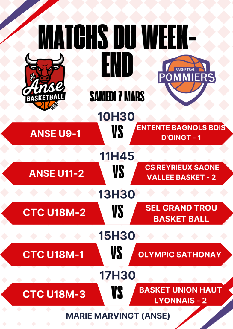 Match du Week-end du 7/8 Mars 2026