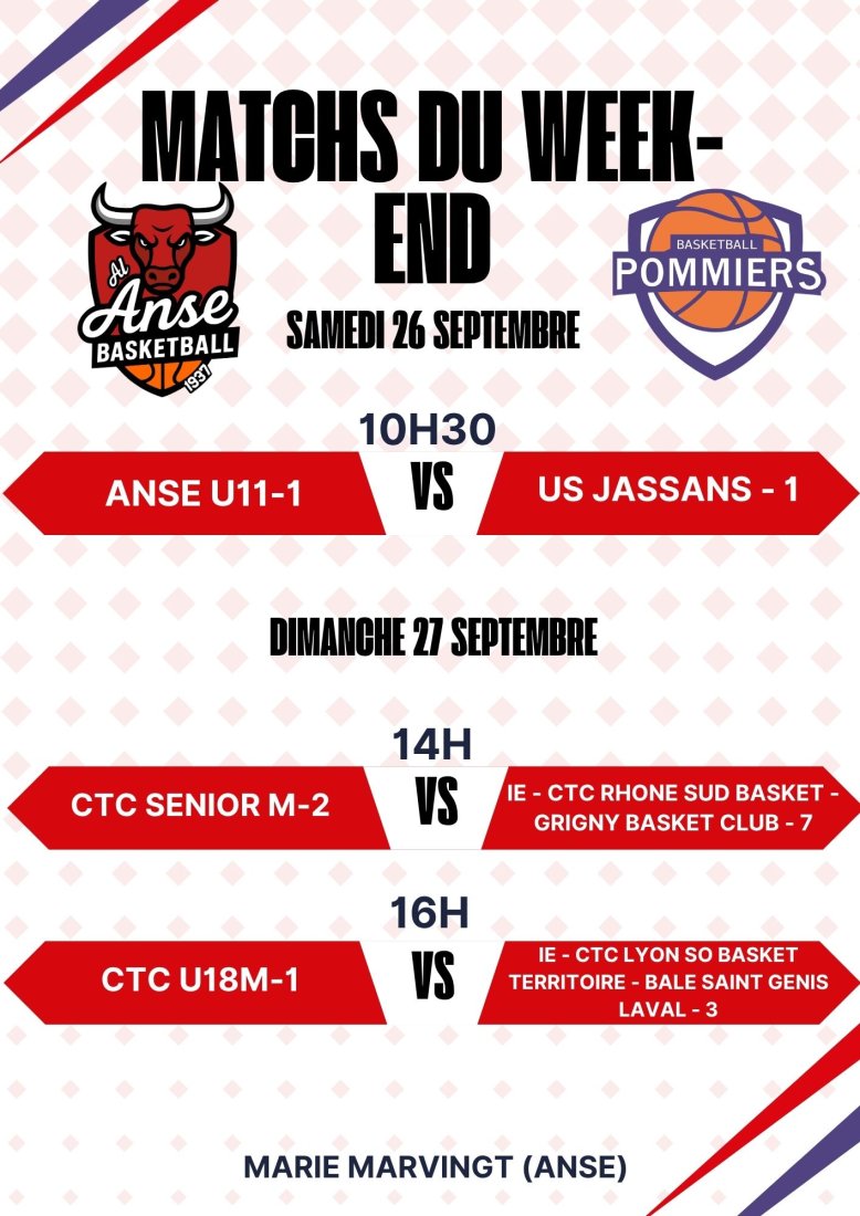 Match du Week-end du 26/27 septembre 2026