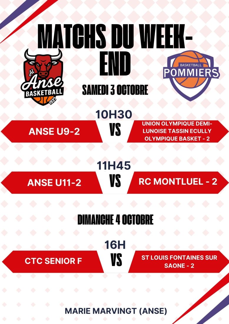Match du Week-end du 03/04 Octobre 2026
